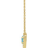 14K Yellow Natural London Blue Topaz & 1/8 CTW Natural Diamond French-Set Halo-Style 16" Necklace 