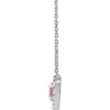Platinum Natural Pink Tourmaline & 1/8 CTW Natural Diamond French-Set Halo-Style 16" Necklace 