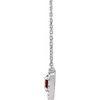 Platinum Natural Mozambique Garnet & 1/8 CTW Natural Diamond French-Set Halo-Style 18" Necklace 