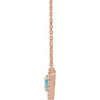14K Rose Natural London Blue Topaz & 1/8 CTW Natural Diamond French-Set Halo-Style 18" Necklace 