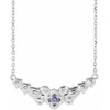 Platinum Natural Tanzanite Floral 18" Necklace 