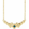 14K Yellow Natural London Blue Topaz Floral 18" Necklace 