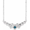 Platinum Natural London Blue Topaz Floral 18" Necklace 