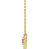 14K Yellow Natural Pink Tourmaline & 1/8 CTW Natural Diamond French-Set Halo-Style 18" Necklace 