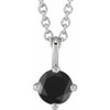 14K White Natural Black Onyx 18" Necklace 