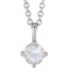 14K White Natural Blue Moonstone 18" Necklace 