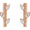 14K Rose 1/10 CTW Natural Diamond Floral Bar Earrings