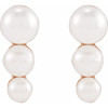 14K Rose Graduated Cultured White Freshwater Pearl Earrings 