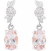 14 Karat White Gold 6x4 mm Natural Pink Morganite Floral Earrings
