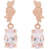 14K Rose 6x4 mm Natural Pink Morganite Floral Earrings