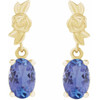 14K Yellow 6x4 mm Natural Tanzanite Floral Earrings