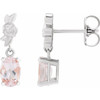 Sterling Silver 7x5 mm Natural Pink Morganite Floral Earrings