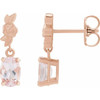 14K Rose 7x5 mm Natural Pink Morganite Floral Earrings