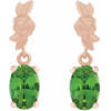 14K Rose 6x4 mm Natural Green Tourmaline Floral Earrings