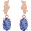 14K Rose 6x4 mm Natural Tanzanite Floral Earrings