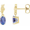 14K Yellow 8x6 mm Natural Tanzanite Floral Earrings