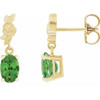 14K Yellow 8x6 mm Natural Green Tourmaline Floral Earrings