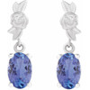 14K White 8x6 mm Natural Tanzanite Floral Earrings