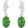 14K White 8x6 mm Natural Green Tourmaline Floral Earrings