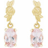 14K Yellow 8x6 mm Natural Pink Morganite Floral Earrings
