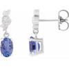 Sterling Silver 7x5 mm Natural Tanzanite Floral Earrings