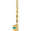 14K Yellow Cabochon Natural Turquoise Bar 18" Necklace