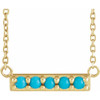 14K Yellow Cabochon Natural Turquoise Bar 16" Necklace
