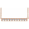 14K Rose Cabochon Natural Rainbow Moonstone Bar 16" Necklace