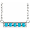 14K White Cabochon Natural Turquoise Bar 16" Necklace