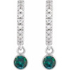 14K White Natural Alexandrite & .08 Natural Diamond Hoop Earrings