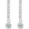 14K White Natural White Sapphire & .08 Natural Diamond Hoop Earrings