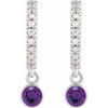 14 Karat White Gold Natural Amethyst & .08 Natural Diamond Hoop Earrings