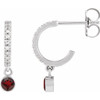 Sterling Silver Natural Mozambique Garnet & .08 Natural Diamond Hoop Earrings