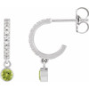 Sterling Silver Natural Peridot & .08 Natural Diamond Hoop Earrings