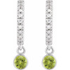 Sterling Silver Natural Peridot & .08 Natural Diamond Hoop Earrings