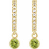 14K Yellow Natural Peridot & .08 Natural Diamond Hoop Earrings