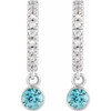 Sterling Silver Natural Blue Zircon & .08 Natural Diamond Hoop Earrings
