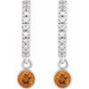 Sterling Silver Natural Citrine & .08 Natural Diamond Hoop Earrings