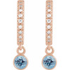 14K Rose Natural Aquamarine & .08 Natural Diamond Hoop Earrings