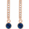 14K Rose Natural Blue Sapphire & .08 Natural Diamond Hoop Earrings