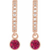 14K Rose Lab-Grown Ruby & .08 Natural Diamond Hoop Earrings