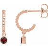 14K Rose Natural Mozambique Garnet & .08 Natural Diamond Hoop Earrings
