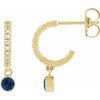 14K Yellow Lab-Grown Blue Sapphire & .08 Natural Diamond Hoop Earrings