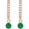 14K Rose Natural Emerald & .08 Natural Diamond Hoop Earrings