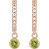 14K Rose Natural Peridot & .08 Natural Diamond Hoop Earrings