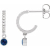 14K White Natural Blue Sapphire & .08 Natural Diamond Hoop Earrings