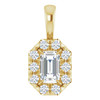 14K Yellow 5x3 mm Natural White Sapphire & 1/8 CTW Natural Diamond Halo-Style Pendant