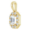 14K Yellow 5x3 mm Natural White Sapphire & 1/8 CTW Natural Diamond Halo-Style Pendant