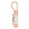 14K Rose 5x3 mm Natural White Sapphire & 1/8 CTW Natural Diamond Halo-Style Pendant