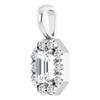 Platinum 5x3 mm Natural White Sapphire & 1/8 CTW Natural Diamond Halo-Style Pendant